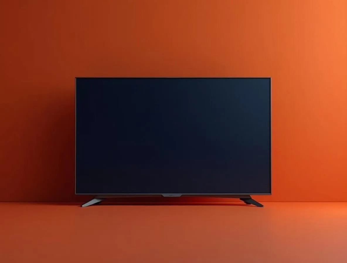 Smart TV moderna em três quartos sobre fundo neutro