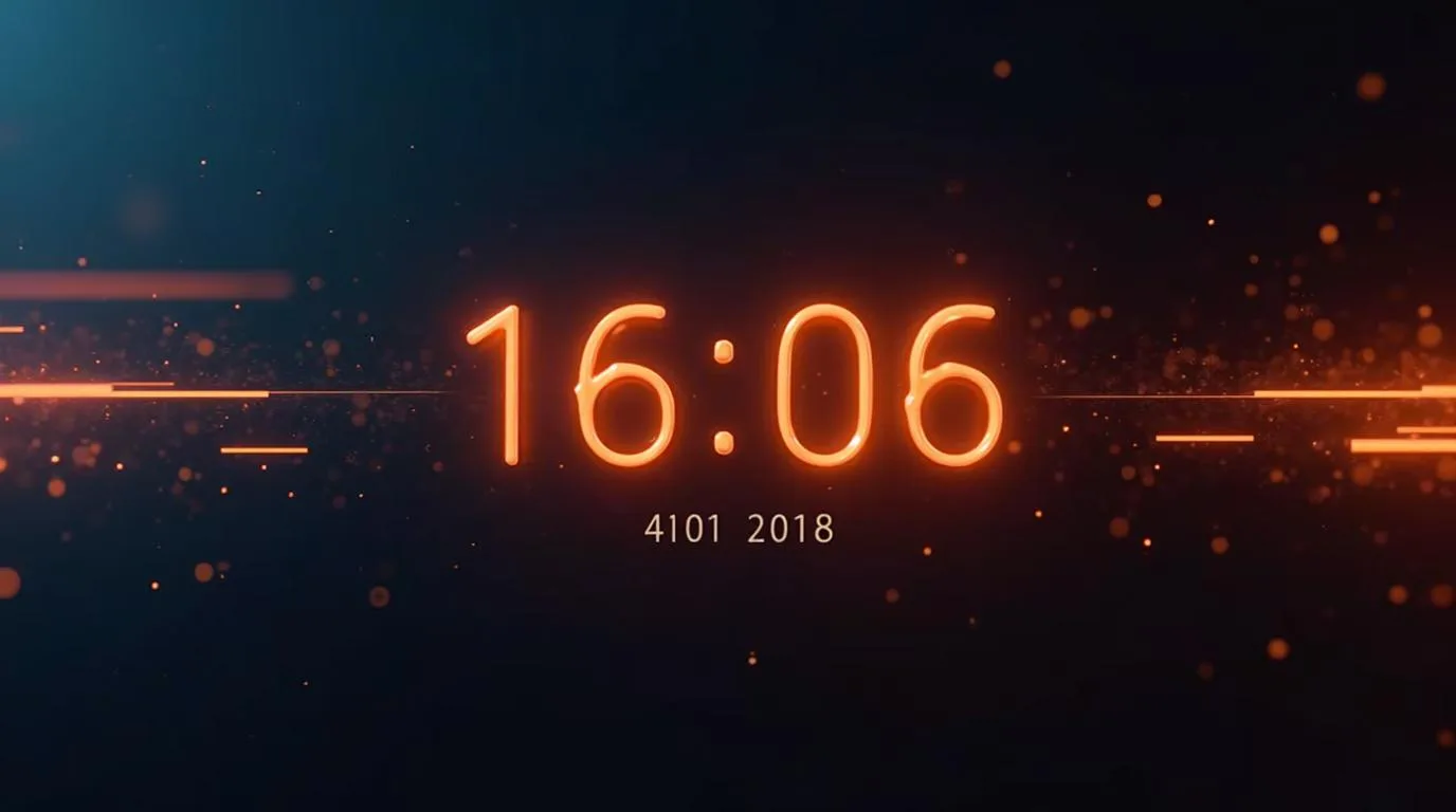 Relógio abstrato com contagem de seis horas em laranja